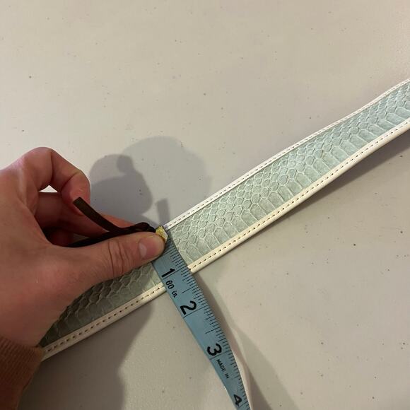 Anne Klein 90s Blue Snake Skin Genuine Leather Chunky Silver Buckle Belt Size XL - Picture 7 of 9